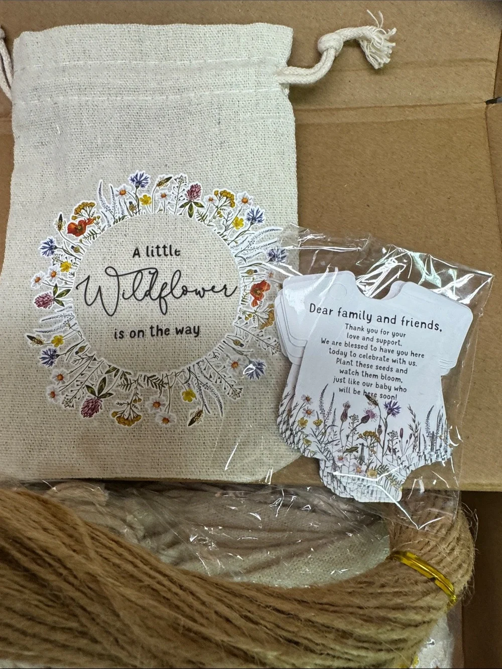 25 Sets Canvas Drawstring Gift Bag with Thank You Cards & Twine - NWT